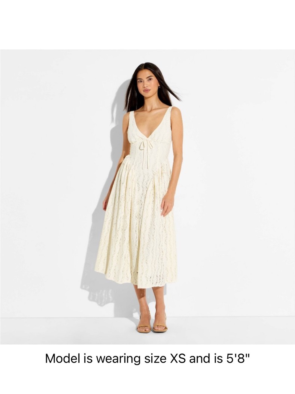 Target viral Women's Cream Lace Midi Dress with V-Neck wild fable